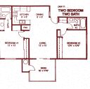 Floor plan for 2 beds, 2 baths, 854 sqft